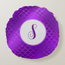 カスタムイニシャル紫マーメイドはかりで測型 ラウンドクッション