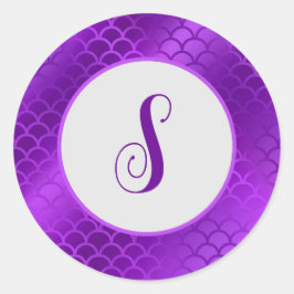 カスタムイニシャル紫マーメイドはかりで測型 ラウンドシール