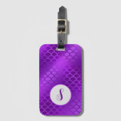 カスタムイニシャル紫マーメイドはかりで測型 ラゲッジタグ (正面縦)