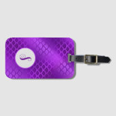 カスタムイニシャル紫マーメイドはかりで測型 ラゲッジタグ (正面横)