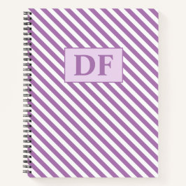 カスタムイニシャル紫/白のノートブストライプック ノートブック