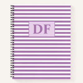 カスタムイニシャル紫/白のノートブストライプック ノートブック