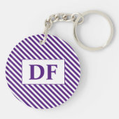 カスタムイニシャル紫/白ストライプ色 キーホルダー (裏面)