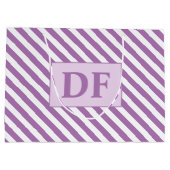 カスタムイニシャル紫/白ストライプ色 ラージペーパーバッグ (裏面)
