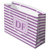 カスタムイニシャル紫/白ストライプ色 ラージペーパーバッグ (裏面アングル)