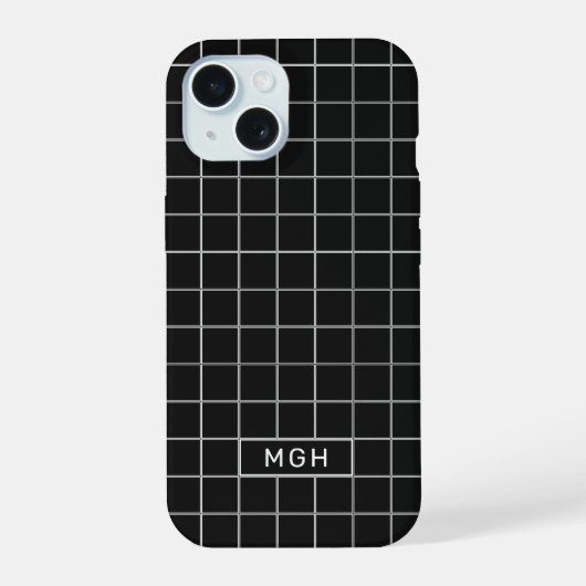 カスタムイニシャル&カラー幾何学模様 iPhone 15ケース (裏面)
