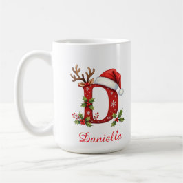 カスタムイニシャル スノーフレーク メリークリスマス コーヒーマグカップ