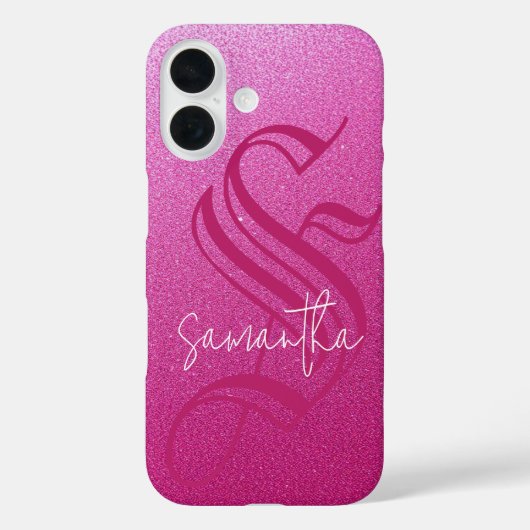 カスタムイニシャル&ネームピンクグリッター Case-Mate iPhoneケース (裏面)