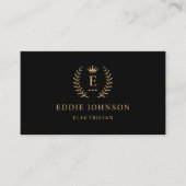 カスタムイニシャル&ネームブラック&金ゴールドモノグラムの 名刺 (正面)