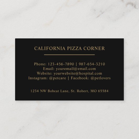 カスタムイニシャル&ネームブラック&金ゴールドモノグラムの 名刺 (裏面)