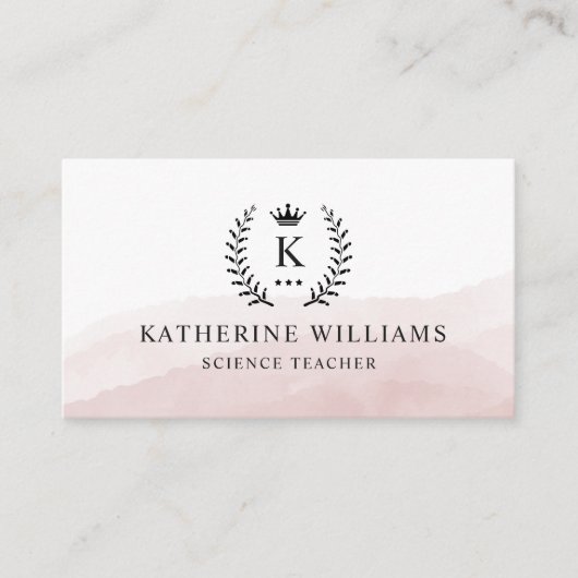 カスタムイニシャル&ネームホワイトブラックピンクモノグラムの色 名刺 (正面)