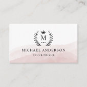 カスタムイニシャル&ネームホワイトブラックピンクモノグラムの色 名刺 (正面)