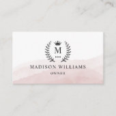 カスタムイニシャル&ネームホワイトブラックピンクモノグラムの色 名刺 (正面)