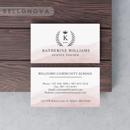 カスタムイニシャル&ネームホワイトブラックピンクモノグラムの色 名刺