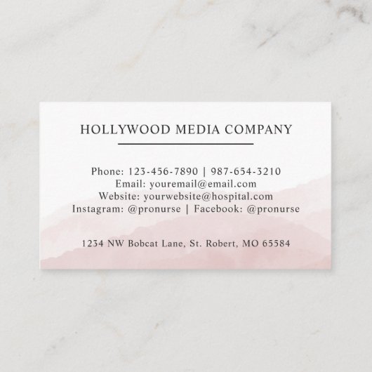 カスタムイニシャル&ネームホワイトブラックピンクモノグラムの色 名刺 (裏面)