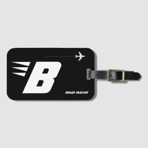 カスタムイニシャル、モノグラパーソナライズされたム黒 ラゲッジタグ