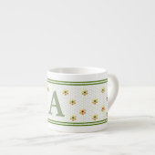 カスタムイニシャル |金ゴールドスタイリッシュデイジーハニカム エスプレッソカップ (正面右)