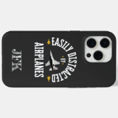 カスタムイニシャル、飛行機に気を取られやすい、面白い Case-Mate iPhoneケース (裏面 (横))