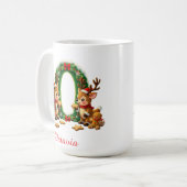 カスタムイニシャル O メリークリスマス コーヒーマグカップ (正面左)