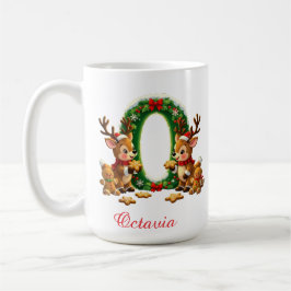 カスタムイニシャル O メリークリスマス コーヒーマグカップ