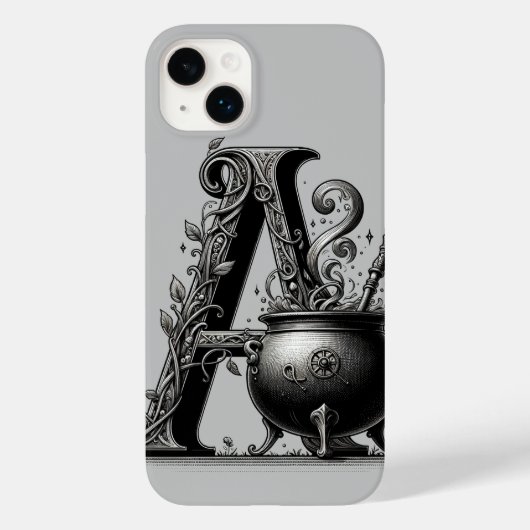 カスタムイニシャルA 魔女の薬鍋 Case-Mate iPhoneケース (裏面)