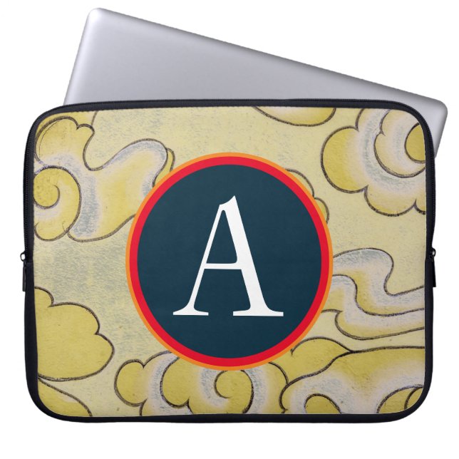 カスタムイニシャルCLOUD日本の Electronicsバッグ ラップトップスリーブ (正面)