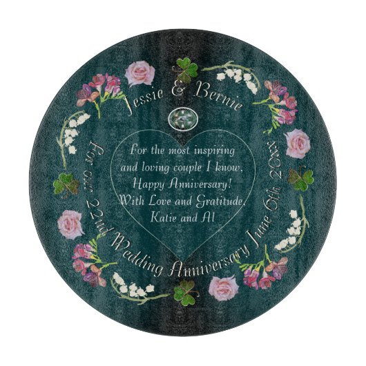 カスタムイベントフローラハート カッティングボード (正面)