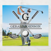 カスタムイメージゴルフモノグラムデザイン スパークリングワインラベル (シングルラベル)