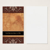 カスタムイヤリングカードブラウンヴィンテージダマスク (正面&裏面)