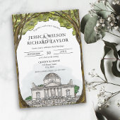 カスタムイラストレーションハンドドロー結婚ド会場 招待状