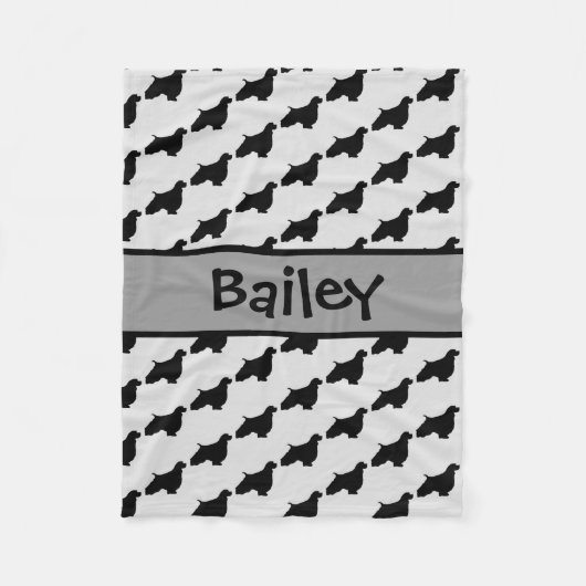 カスタムイングリッシュスパニエル犬ドッグシルエット フリースブランケット (正面)