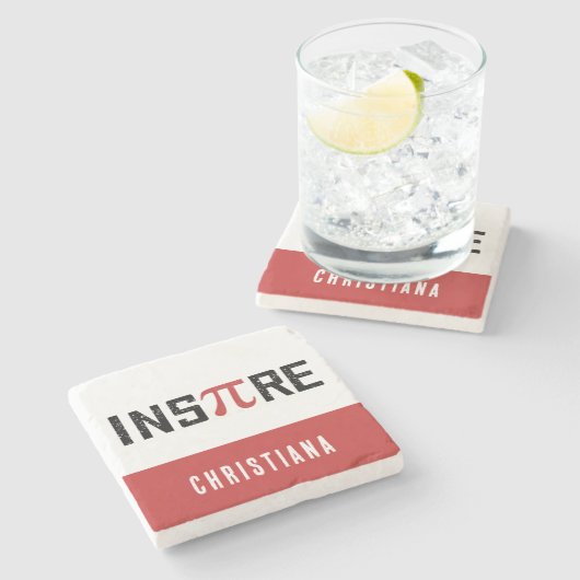 カスタムインスパイアパイ日 | Happy Pi日Math Gift ストーンコースター (横)