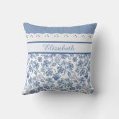 カスタムインディゴブルーとホワイトフローラレースフェイク クッション (裏面)