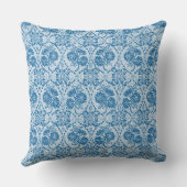 カスタムインディゴブルーフローラフェイクレースパターン クッション (裏面)
