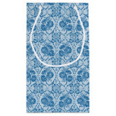 カスタムインディゴブルーフローラフェイクレースパターン スモールペーパーバッグ (裏面)