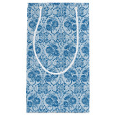 カスタムインディゴブルーフローラフェイクレースパターン スモールペーパーバッグ (正面)