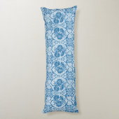 カスタムインディゴブルーフローラフェイクレースパターン ボディピロー (裏面 (縦))