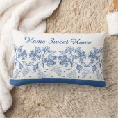 カスタムインディゴ青フローラ縁どバルンバ枕 ランバークッション (ブランケット)