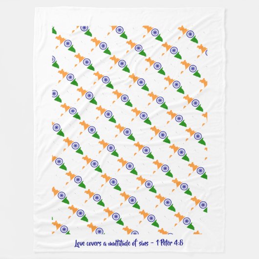 カスタムインド国旗 フリースブランケット (正面)