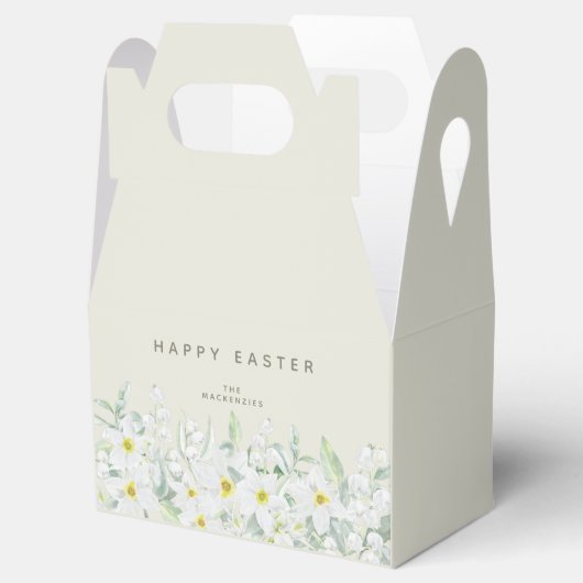 カスタムイースターメッセージ白フローラ縁ど フェイバーボックス (オープン)