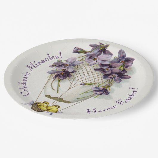 カスタムイースター紙プレート | かわいいライリー風船 ペーパープレート (アングル)