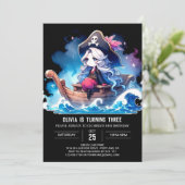 カスタムウィムシーパイレーツガール誕生日 招待状 (スタンド正面)