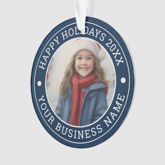 カスタムウィンターテーマのホリ企業のデーグリーティング オーナメント (正面)