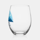 カスタムウィンターファミリーキャビンブルースノーウィーマウンテン ステムなしワイングラス (左)
