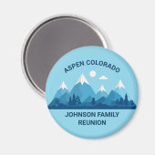 カスタムウィンターファミリー懇親会パーティースノーイマウンテン マグネット (正面/裏面)