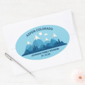 カスタムウィンターファミリー懇親会パーティースノーイマウンテン 楕円形シール (封筒)