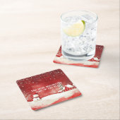 カスタムウィンターワンダーランドシーンクリスマス雪だるま スクエアペーパーコースター (インサイチュ)