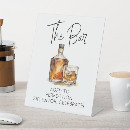 カスタムウイスキーバーサイン – 完璧に熟成 台座サイン (インサイチュ)