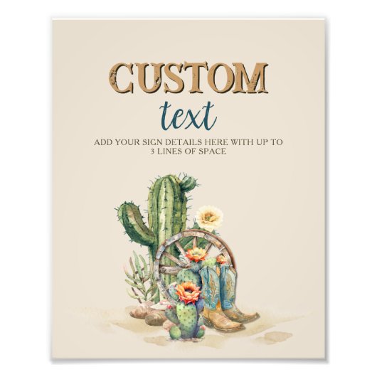 カスタムウェスタン女性のカーボーイアップロデオパーティー標識 フォトプリント            (正面)