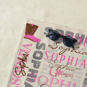 カスタムウェスタン女性のカーボーイ馬好きコラージュ名 ビーチタオル (インサイチュ)